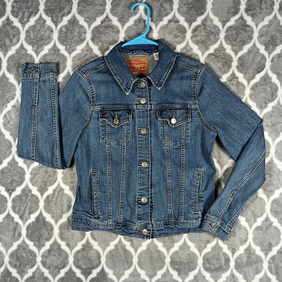 Levis Trucker Jacket Women Large Denim Classic Western Button Front Type 3 - Picture 1 of 10